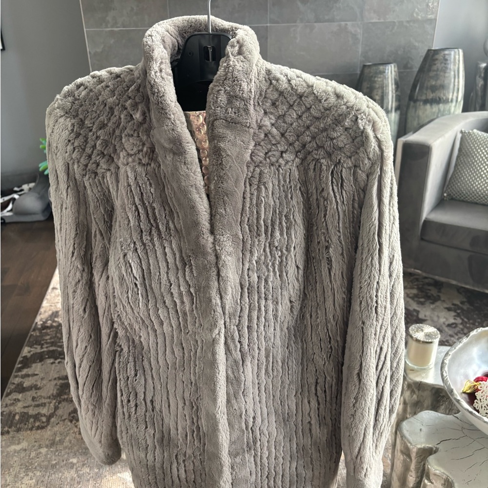 Vintage genuine, sheared, beaver car coat, walking jacket, gray, small, medium